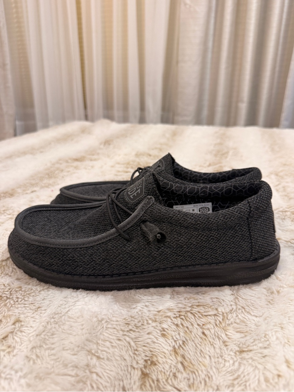 Hey Dude Wally Sox Micro Total Black Men’s Size 10 Shoes - Picture 2 of 6